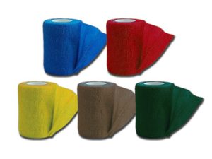 Benda elastica coesiva in TNT dim.mt 4,5x 7,5 cm colori assortiti cf.10 rotoli - 34736